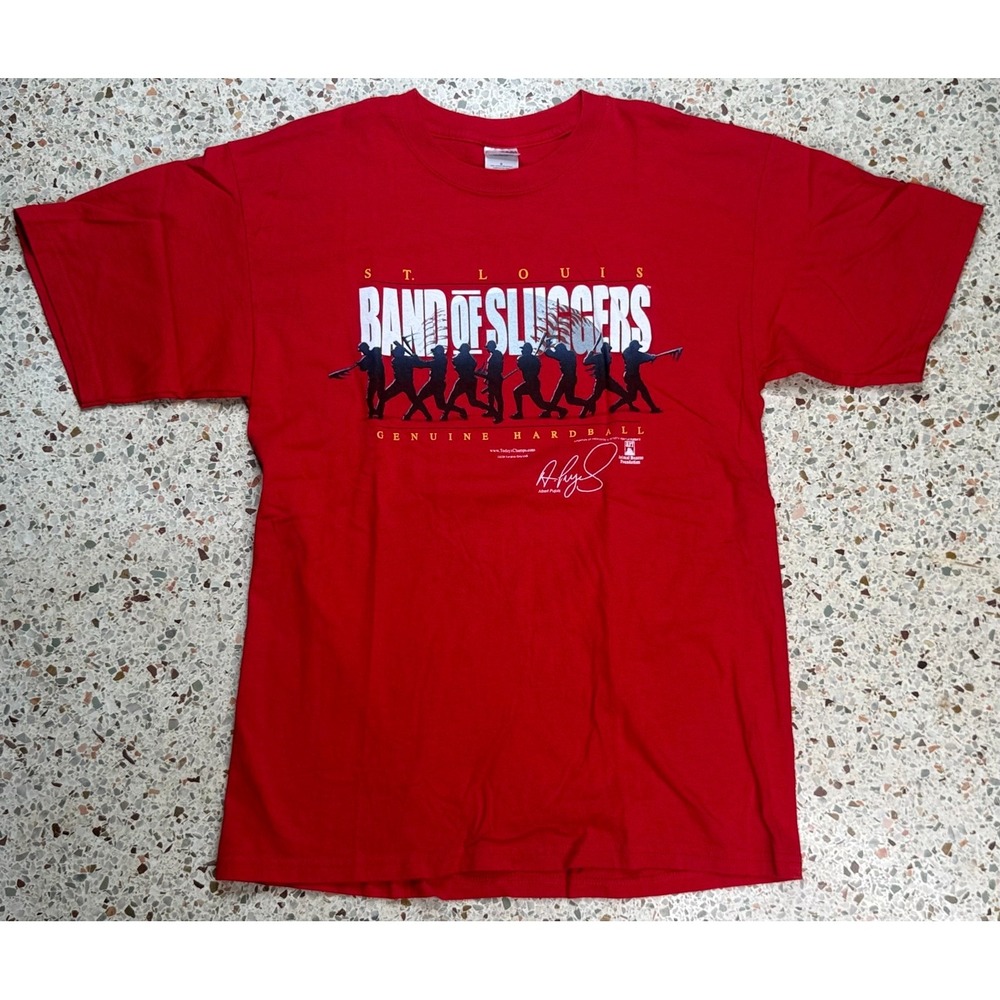 Gilden MLB Vtg St. Louis Cardinals #5 Pujols Band of Sluggers T-Shirt Size L